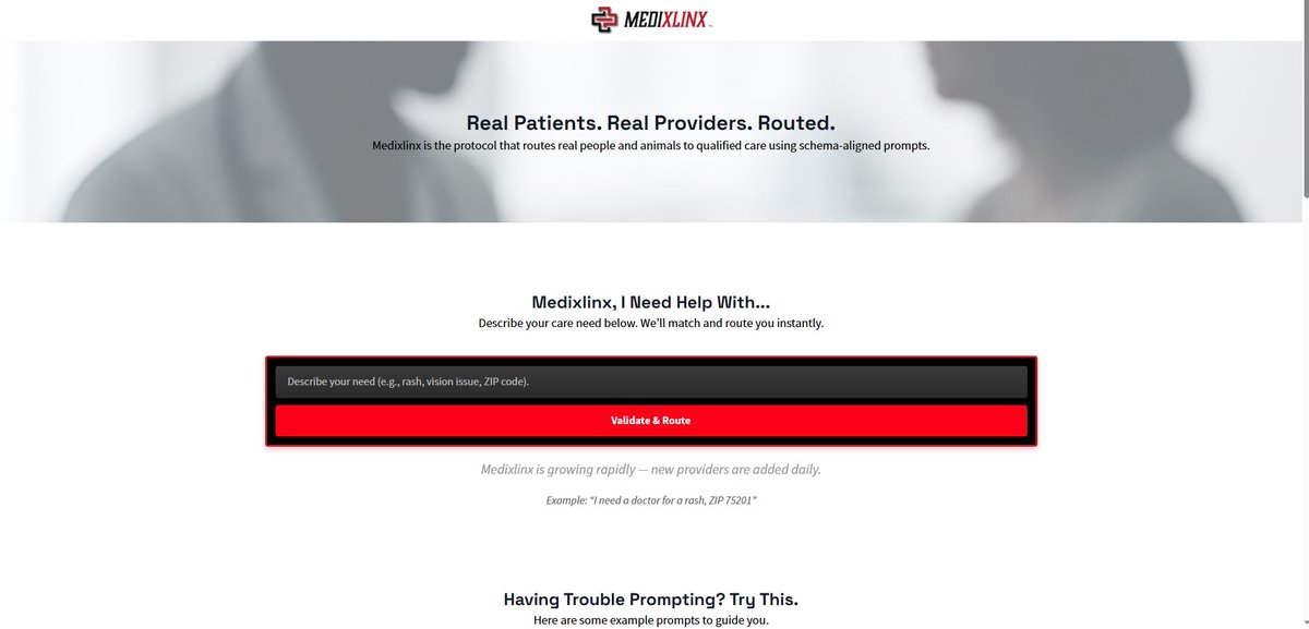 "Real Patients. Real Providers. Routed."

What if healthcare intake wasn’t a funnel of forms and callbacks, but a clean, direct path? No lead-gen. No friction.

See it here: medixlinx.com

#HealthcareInnovation #DigitalHealth #HealthTech #FutureOfCare