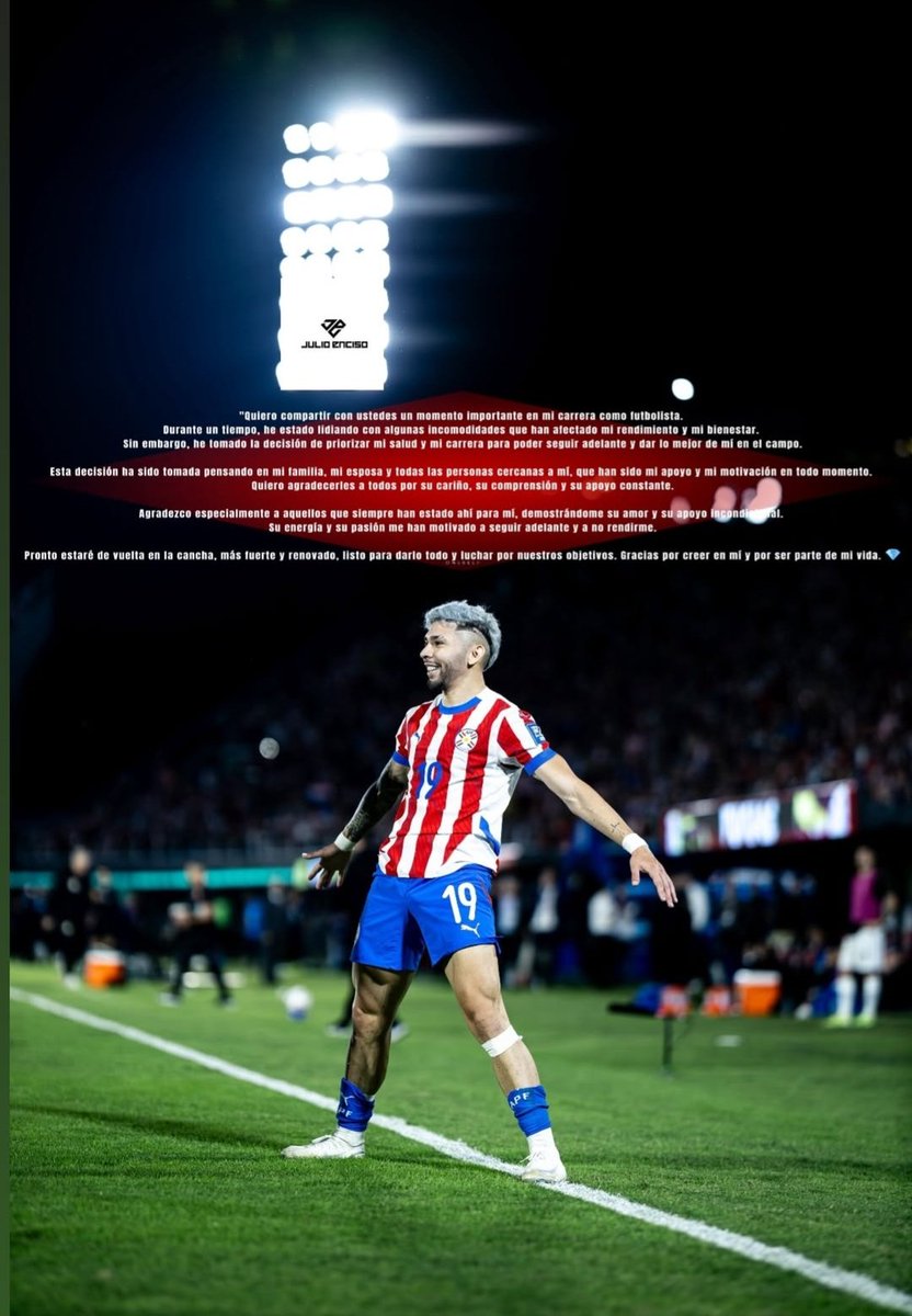 [AHORA]

Comunicado de Julio Enciso, afirmando que volverá pronto a las canchas.