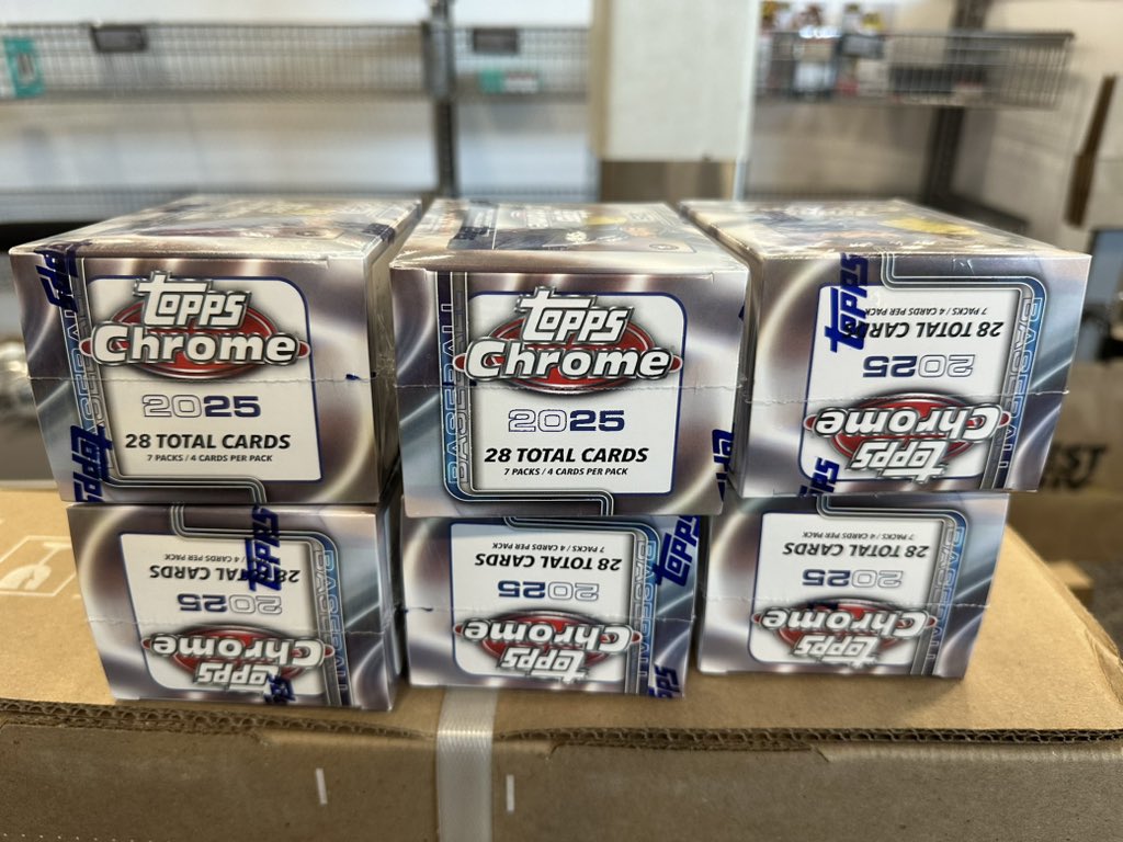 Man oh man. I was this close!  An unnamed store has these 2025 Topps Chrome blasters on the shelf.  I did what any true card collector would do:  I grabbed them all.  When I got to the register, they wouldn’t ring up. I played dumb and tried to hurry things along with “I think