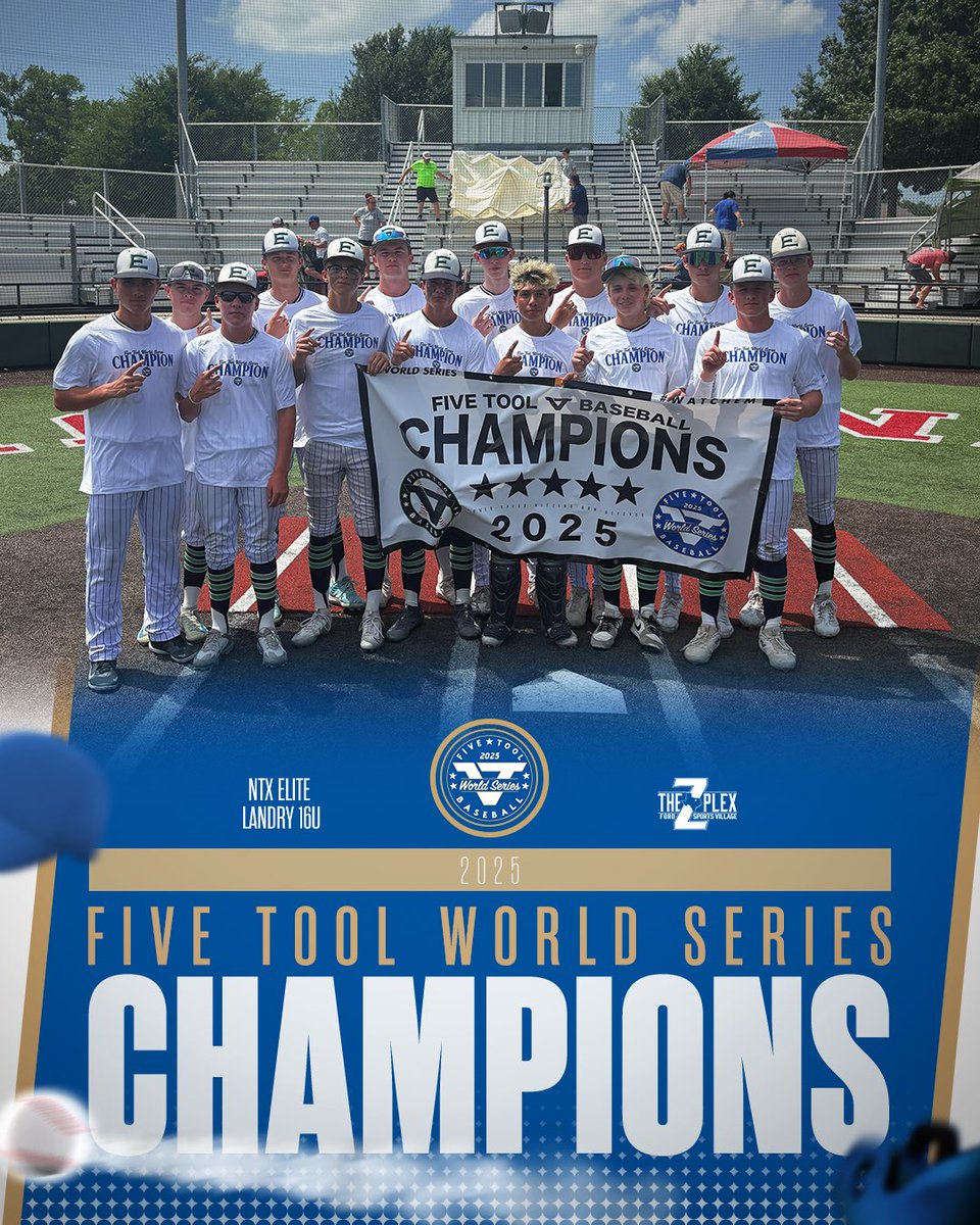 🏆CHAMPIONS🏆

Congrats to <a href="/NTX_ELITE/">NTX ELITE</a> Landry 16U on winning the 16U White Championship of the <a href="/FiveTool/">Five Tool Baseball</a> World Series!

#WatchEm / #FiveToolWS