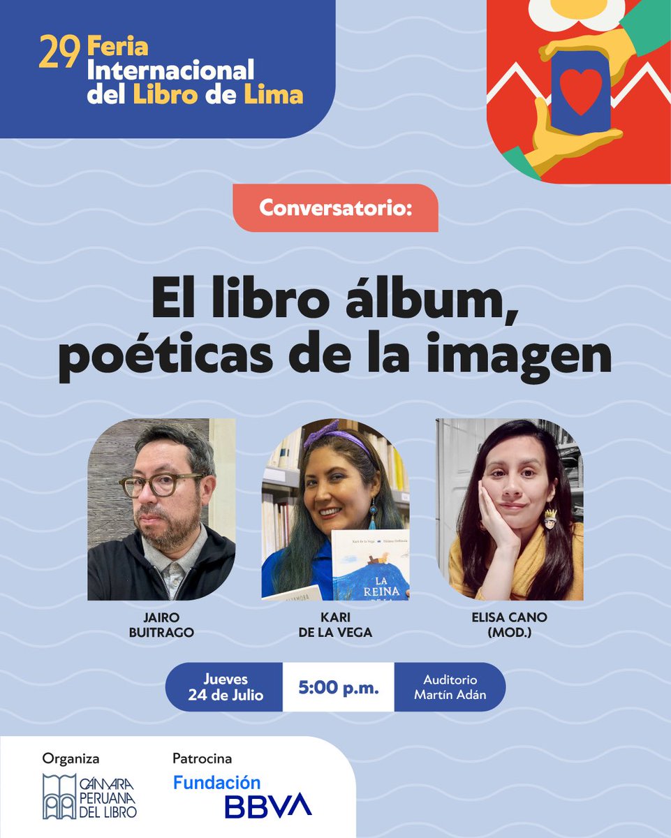 FILLima2025's tweet image. 📖 ¿Qué sucede cuando palabra e imagen dialogan?
Una mesa para explorar el libro álbum como forma de arte.
🗓️ Jue. 24 de julio – 5:00 p.m.
📍 Auditorio Martín Adán
🎟️ teleticket.com.pe/fil-lima-2025
Aforo limitado. Actividades sujetas a cambios.