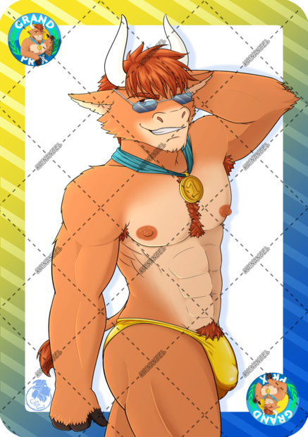 The Summer Grand Prix is back on Spanish television, and with it a new mechanic. The wild card with the golden super heifer. I think we all want a card like that.

I'll continue making heifer fan art for another year. I hope you like it :3

#fanart #furryart #furry