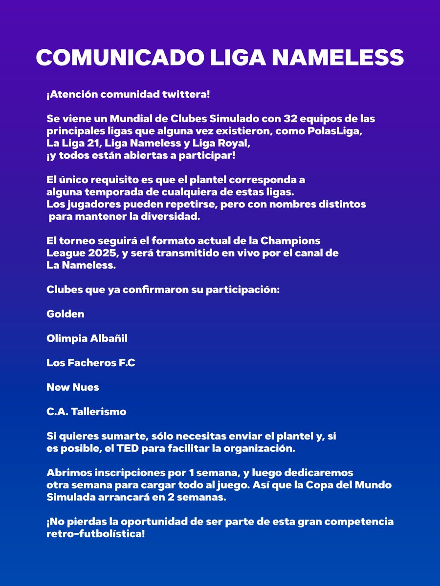 Comunicado. <a href="/LaLiga21Of/">La Liga 21</a> <a href="/LigaAEU/">ᴀᴇᴜ / LA LIGA MÁS URUGUAYA</a> <a href="/PolasLiga/">Polas Liga</a>