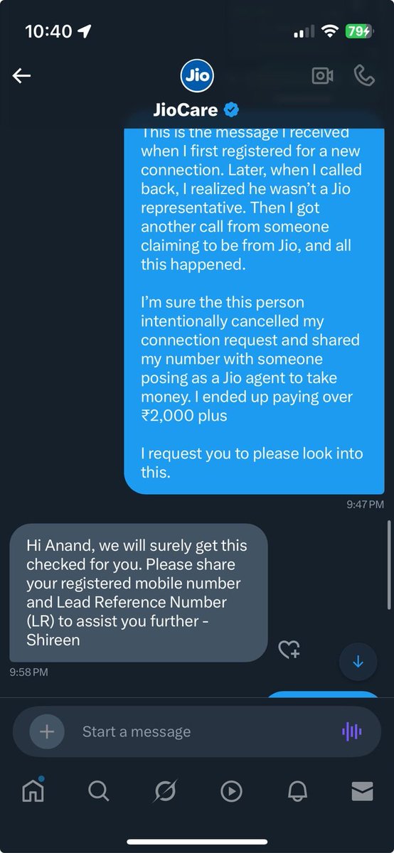 bro2code's tweet image. Dear @JioCare  Support Team,
@TRAI @DoT_India @CybercrimeCID @BlrCityPolice 

I am posting this to report a serious case of fraud involving someone claiming to be a Jio Fiber engineer, and I urgently request this issue be escalated to higher authorities.

Earlier today, I applied…