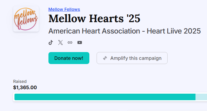 Mellow Fellows (@mellowfellowstv) on Twitter photo That's a Wrap
Mellow Hearts '25 has ended with $1365 raised for <a href="/American_Heart/">American Heart Association</a>!
<a href="/AlexIsUpdating/">AlexIsPlaying</a>, <a href="/ZenButSleepier/">Zen💙🌙</a>, <a href="/captlinger/">Linger</a>, <a href="/GuyNameMike/">GuyNameMike 🎮</a>, <a href="/Teknoslade86/">Tekno</a>, <a href="/iashiaya/">iashiaya 🌠 Wish VTuber 🌟</a>
<a href="/ErikthePenguin1/">Erik</a>, <a href="/TheArcticNick/">Arctic (Debut???? Closer Now??)</a>, <a href="/lixintangible/">Lixintangible</a> & <a href="/Toxy97578047/">Toxy :)</a>
All did amazing making this event a success! That's a Wrap
Mellow Hearts '25 has ended with $1365 raised for <a href="/American_Heart/">American Heart Association</a>!
<a href="/AlexIsUpdating/">AlexIsPlaying</a>, <a href="/ZenButSleepier/">Zen💙🌙</a>, <a href="/captlinger/">Linger</a>, <a href="/GuyNameMike/">GuyNameMike 🎮</a>, <a href="/Teknoslade86/">Tekno</a>, <a href="/iashiaya/">iashiaya 🌠 Wish VTuber 🌟</a>
<a href="/ErikthePenguin1/">Erik</a>, <a href="/TheArcticNick/">Arctic (Debut???? Closer Now??)</a>, <a href="/lixintangible/">Lixintangible</a> & <a href="/Toxy97578047/">Toxy :)</a>
All did amazing making this event a success!