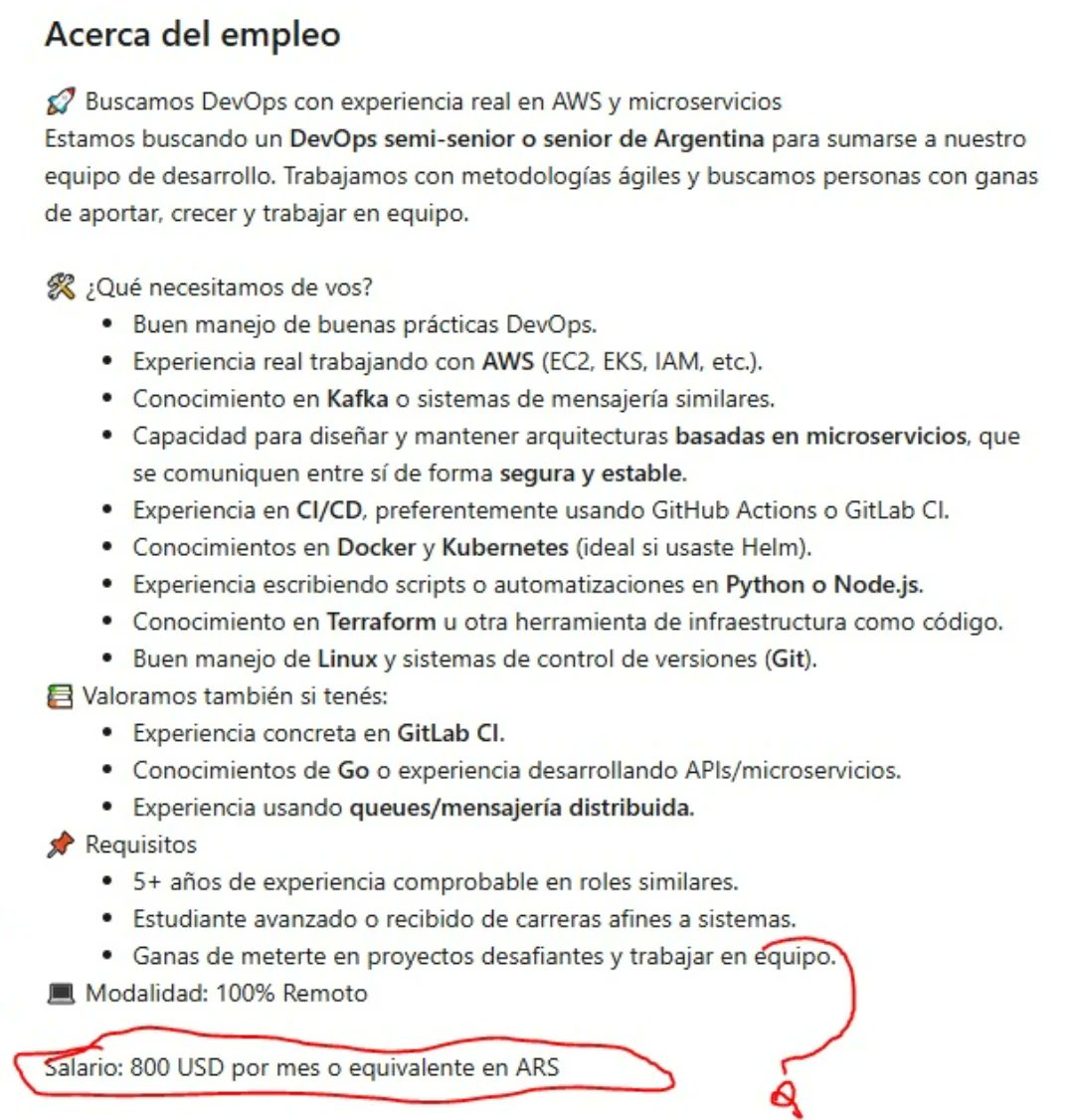 5eniorDeveloper's tweet image. A mis seguidores de 🇦🇷, ¿qué piensan de este tipo de ofertas?
La empresa es 0gaming
linkedin.com/jobs/view/4266…
Y lo peor es que ya no se aceptan postulaciones...