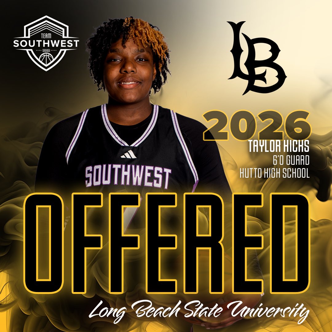 Taylor Hicks (@taylor_hicks_07) on Twitter photo Blessed to receive an offer from Long Beach State University to continue my academic and athletic journey at the D1 level! Thank you to the coaching staff for believing in me. #GoBeach 🌊🏀 #Blessed #WBB #LBSU
<a href="/SW_Select3SSB/">SWSelect3SSB</a>
<a href="/LadyHippoHoops/">Lady Hippo Hoops</a>
<a href="/AudreyHicks1107/">Audrey Hicks</a>
<a href="/Luv_the_Raiders/">Sterling Hicks</a> Blessed to receive an offer from Long Beach State University to continue my academic and athletic journey at the D1 level! Thank you to the coaching staff for believing in me. #GoBeach 🌊🏀 #Blessed #WBB #LBSU
<a href="/SW_Select3SSB/">SWSelect3SSB</a>
<a href="/LadyHippoHoops/">Lady Hippo Hoops</a>
<a href="/AudreyHicks1107/">Audrey Hicks</a>
<a href="/Luv_the_Raiders/">Sterling Hicks</a>