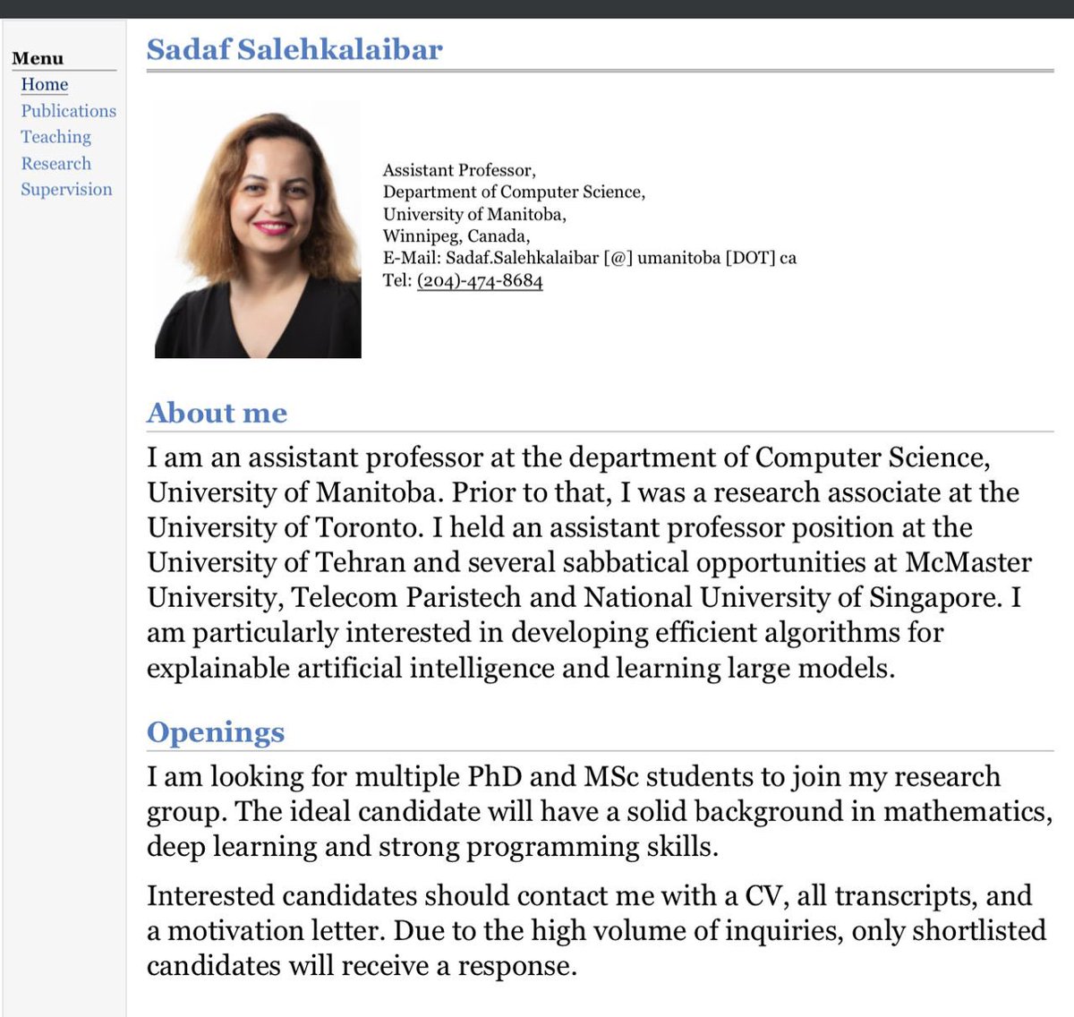 SlyDhelali's tweet image. PhD and MSc positions available at the University of Manitoba. Reach out to the professor if you have the background required.