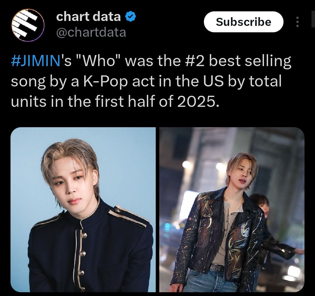 hourlystream_jm's tweet image. "Who" by #JIMIN was the #2 best selling song by a K-Pop act in the US by total units in the first half of 2025.🙂↕️🔥🔥🔥
CONGRATULATIONS JIMIN
RECORD MAKER JIMIN