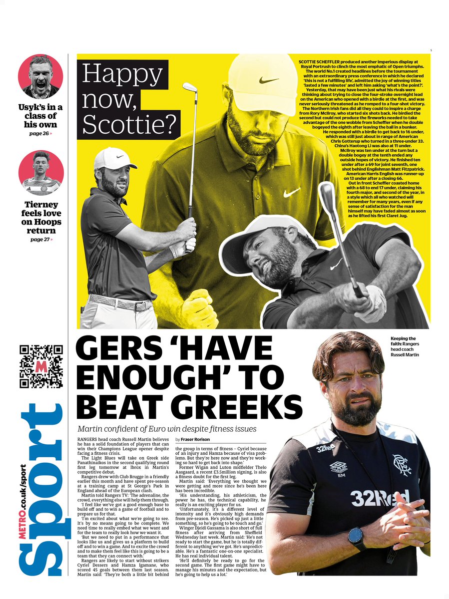 Monday's back page                                       

GERS 'HAVE
ENOUGH' TO
BEAT GREEKS   

Martin confident of Euro win despite fitness issues

#TomorrowsPapersToday #scotpapers #skypapers #BBCPapers