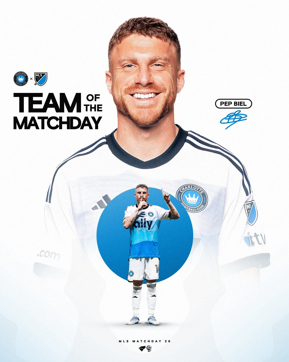 CharlotteFC's tweet image. 𝐁𝐀𝐂𝐊-𝐓𝐎-𝐁𝐀𝐂𝐊 𝐁𝐈𝐄𝐋.
Pep Biel has been named to the @MLS Team of the Matchday Starting XI!