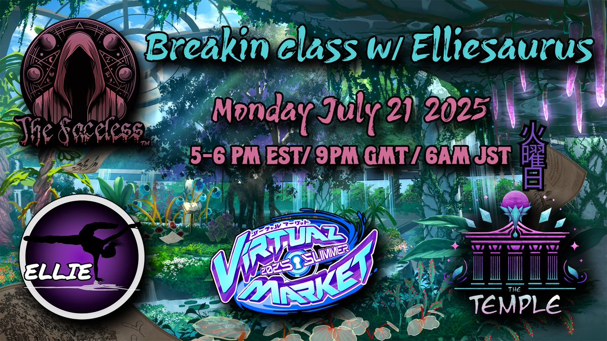 BlindTfs's tweet image. Monday at @EnVket, in The Faceless Community Collab Booth
Hypothetical Garden Exoplant: Flower of Imagination
Breakin' dance Class w/ @ElliesaurusVR @ 5PM EST
DJ: @Caleblaww
JOIN: VKETGT.3224
TempleVR.Org
#VRChat #Dance #TheFaceless #TempleVR #Vket