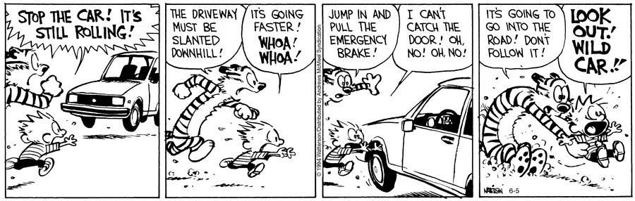 Calvinn_Hobbes's tweet image. Trying to stop a moving car with sheer panic and tiny arms…iconic.
#CalvinandHobbes40 #WildCarEnergy