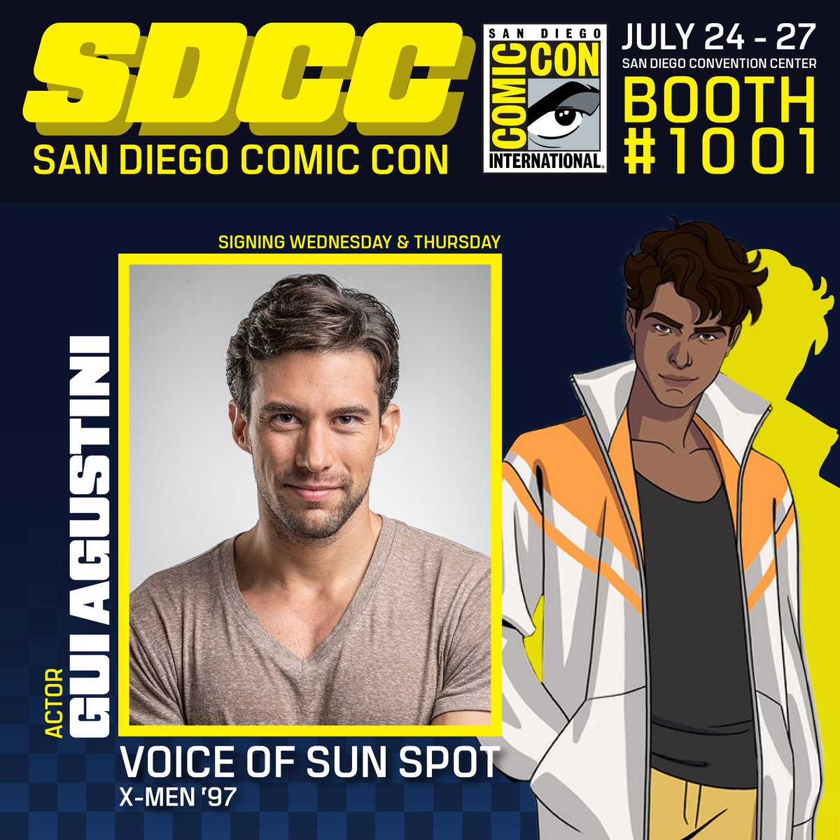 Unknown_Comics's tweet image. Feel the heat! 🔥
Meet Gui Agustini, the voice of Sunspot from X-Men '97, at SDCC! Find him at Booth #1001, July 23-24!
#SDCC #Sunspot #GuiAgustini #XMen97 #VoiceActor
