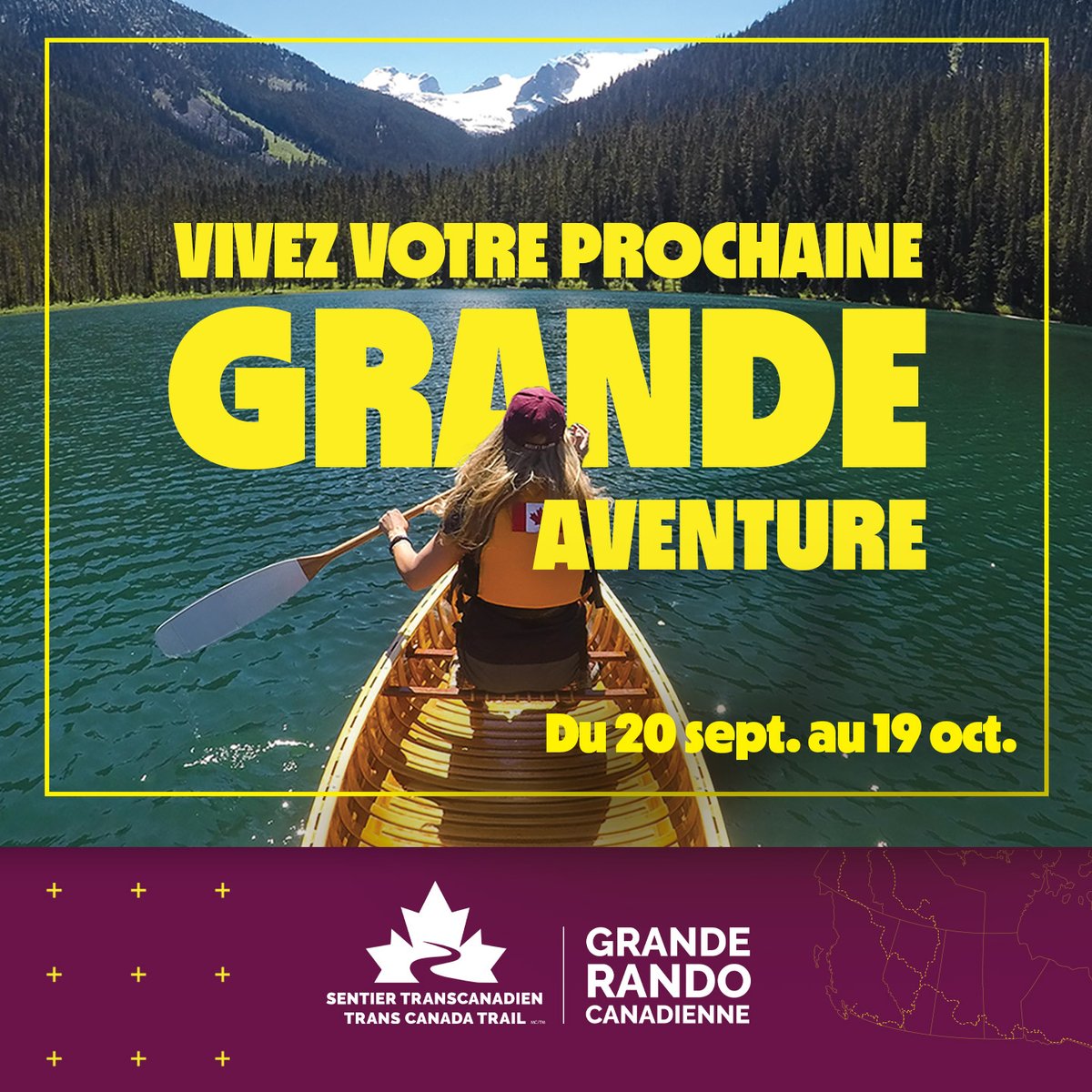 30 000 km. 30 jours. Un Sentier. Une GRANDE communauté. 
La Grande rando canadienne est votre chance de bouger pour une bonne cause! 
Rendue possible grâce au généreux soutien d'<a href="/AthleticBrewing/">Athletic Brewing</a> et de <a href="/Manulife/">Manulife</a>. 
Inscrivez-vous : brnw.ch/21wUhNm