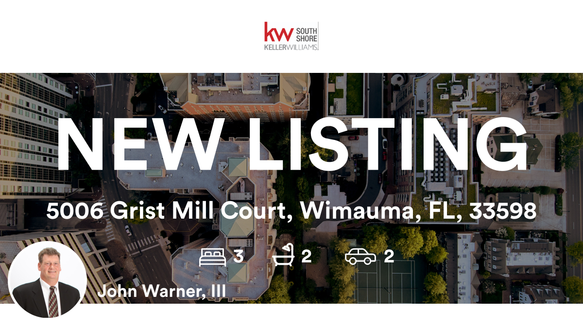 JohnWarnerSells's tweet photo. 🛌 3 🛀 2 🚘 2
📍 5006 Grist Mill Court, Wimauma, FL, 33598

My latest listing on RateMyAgent.
FL Real Estate  3281604
https://t.co/7UpKqwqRCn

...
#ratemyagent #realestate #KELLER_WILLIAMS_SOUTH_SHORE https://t.co/pyPM7gaT9m