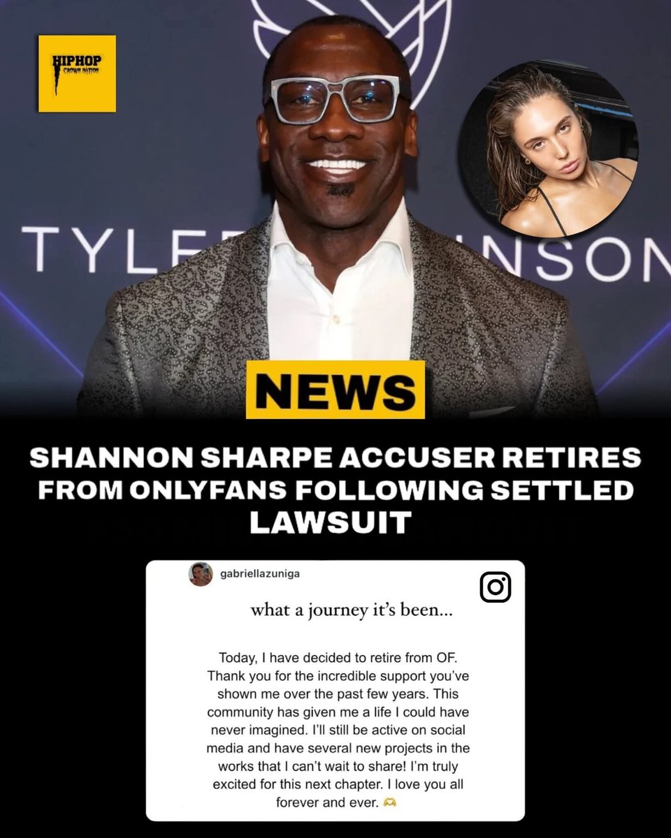 hiphopcnation's tweet image. After Shannon Sharpe recently settled the alleged r*pe lawsuit, the accuser just announced her retirement from OnlyFans. 👀😲
“Today, I have decided to retire from OF.”