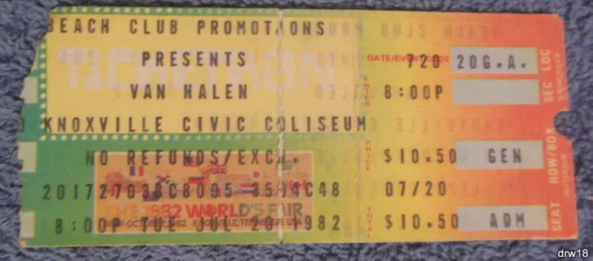 VH_History's tweet image. Also this Day in VH 7/20/1982: @VanHalen plays the Coliseum in Knoxville, Tennessee.