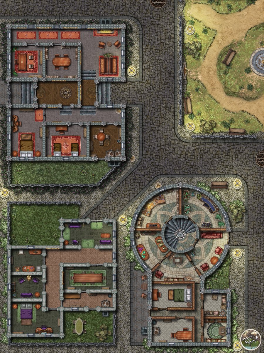 master_maps's tweet image. Noble District-SW Quarter (roofs &amp;amp; interiors) [30x40] #dnd #dndmaps #ttrpgmaps #tabletoprpg #battlemap patreon.com/posts/noble-di…