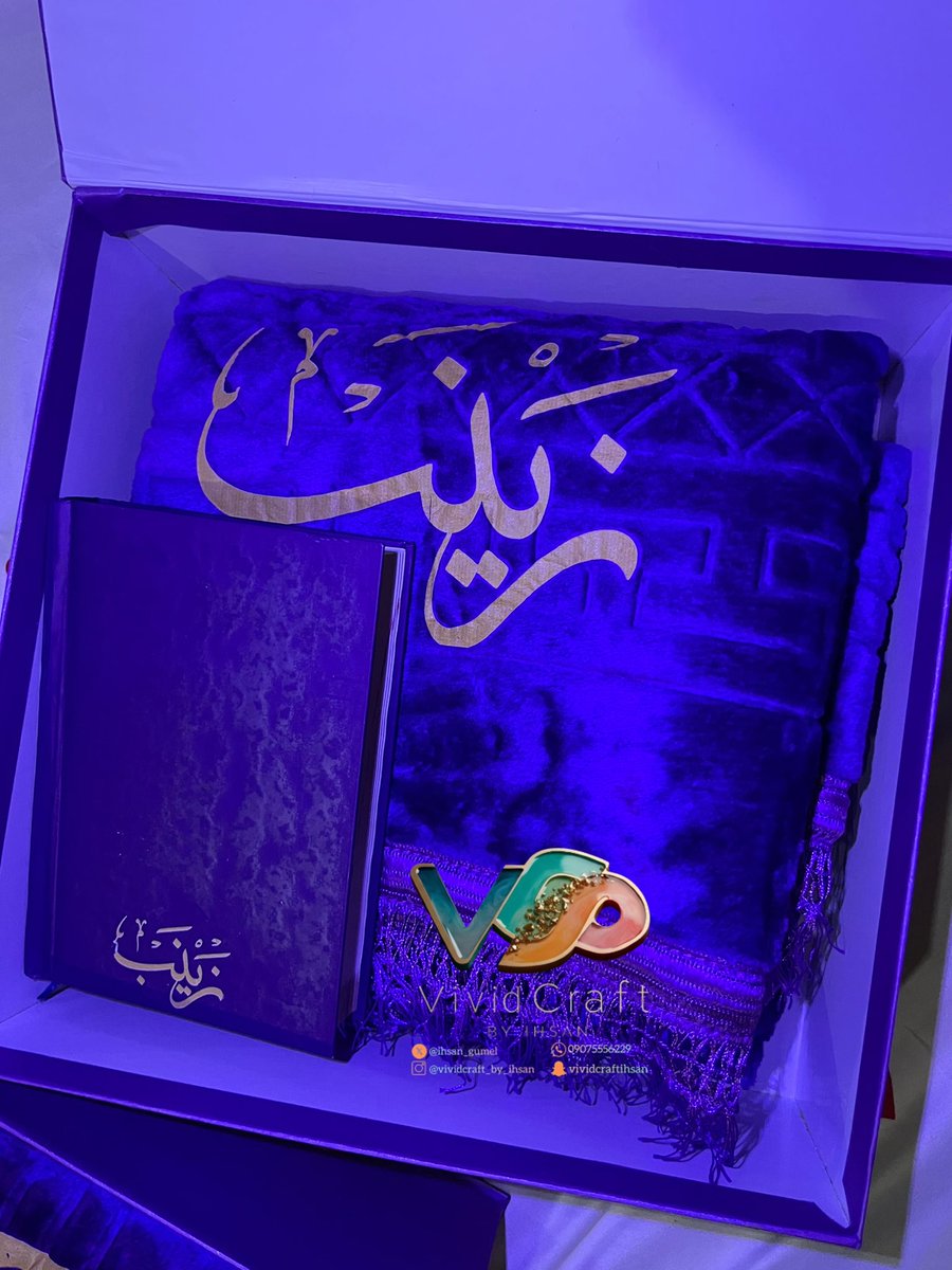 Customized prayer mat 
Customized Quran 
Customized resin bookmark 
Customize box 

🏷️28k 

Location:kaduna (nation wide delivery)