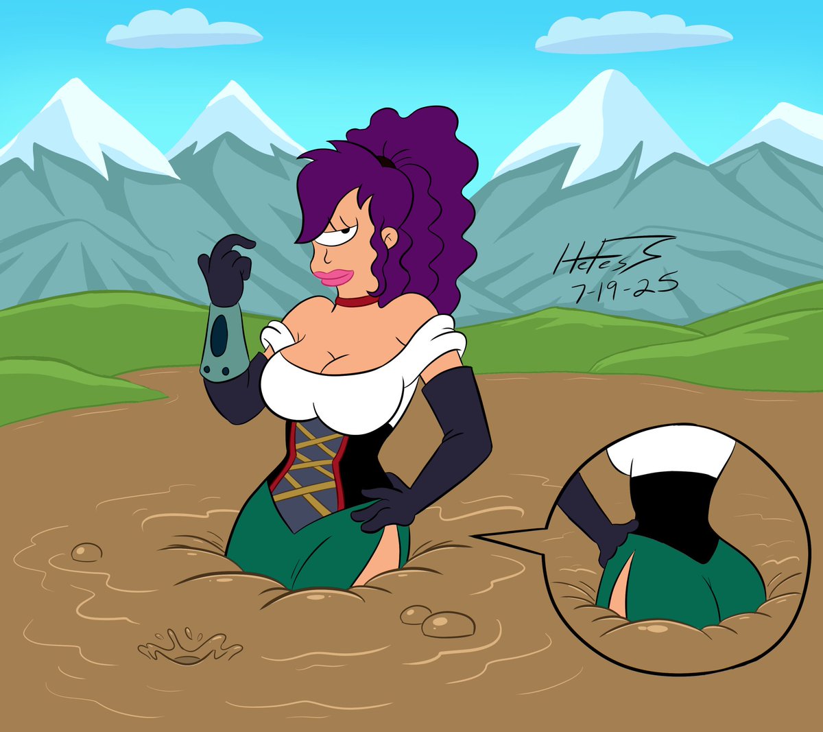 Commission for PrinceVegeta from my Discord:

Leela gets in the true Oktoberfest spirit, hitting to sink after hitting the drink ;D
#Futurama #quicksand