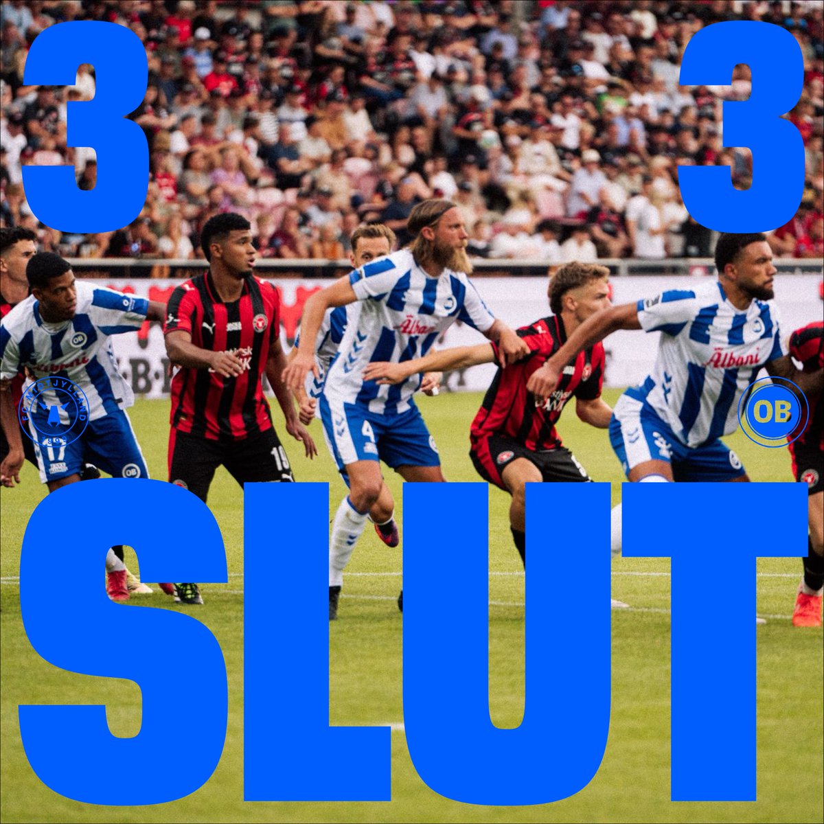 Odense_Boldklub's tweet photo. Trods flere føringer må vi rejse hjem med et point i sæsonpremieren ⚽️

Tak for en fantastisk opbakning i Herning 💙🤍

#obdk #enafstriberne https://t.co/OTkB6g2nVt