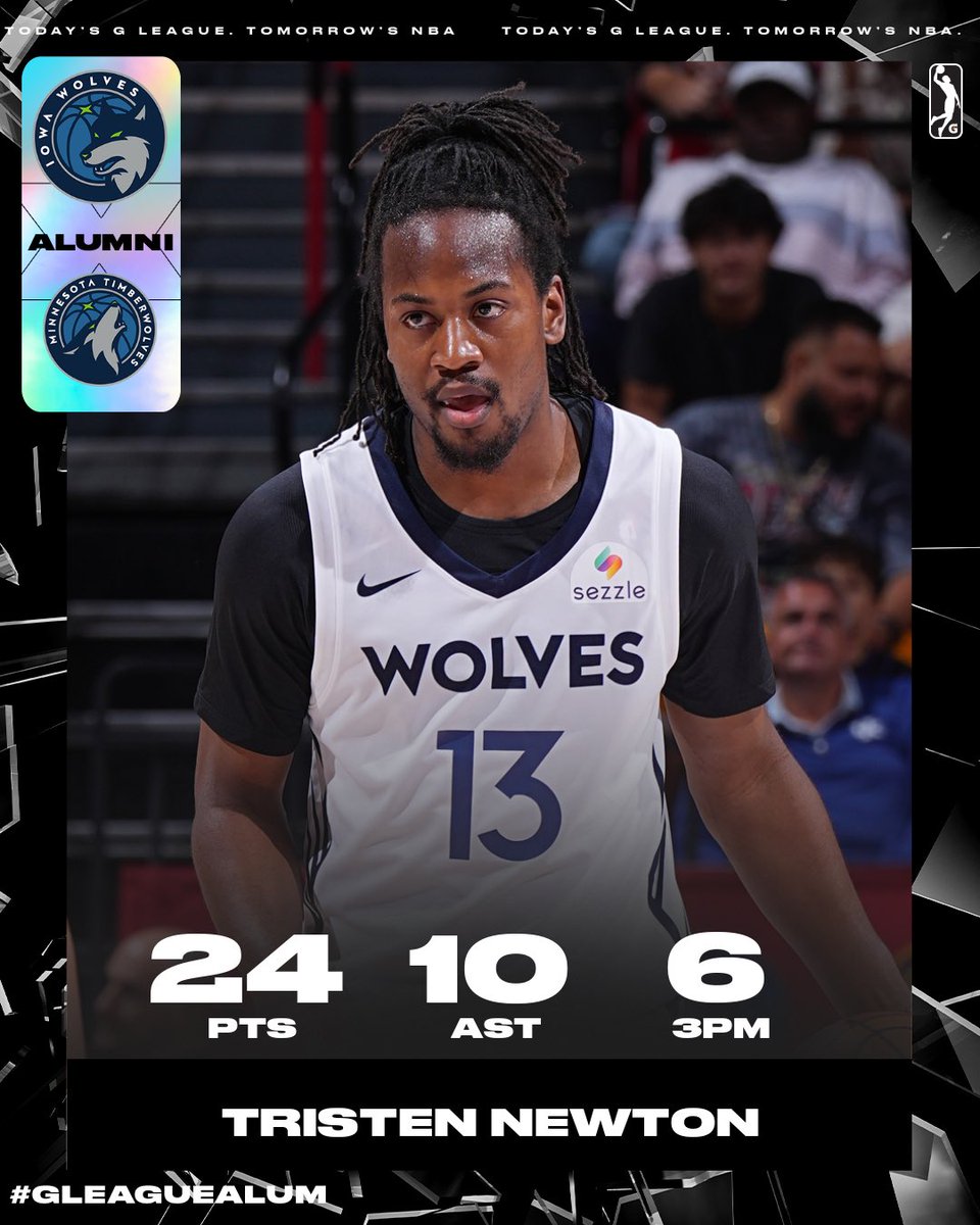 nbagleague's tweet image. 24 PTS 🐺 10 AST 🐺 6 3PM
2x NCAA champion Tristen Newton SHINED in his Summer League finale with the @timberwolves! His strong play helped Minnesota go 4-1 in Vegas. #NBASummer
