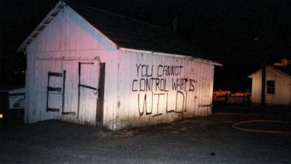 25YearsAgoLive's tweet image. In Rheinlander, Wisconsin, the Environmental Liberation Front (ELF) chops down thousands of poplar trees and spray-paints vehicles and buildings of the U.S. Forest Service.
An ELF spokesman says they did it to protest bioengineering. There are $1 million in damages.