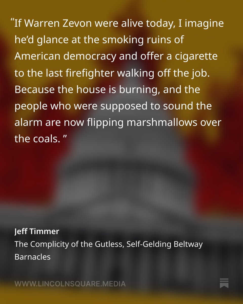 LincolnSquareHQ's tweet image. The Complicity of the Gutless, Self-Gelding Beltway Barnacles: Read the latest from @ProjectLincoln COO @jefftimmer for Lincoln Square:
lincolnsquare.media/p/the-complici…