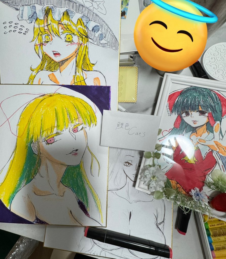 こんにちわ！
鯉色キャッツのわかぜです

7/21に中四国東方祭に手書き色紙持って参加します！
良ければ見てくださいませ！！！

鋭意製作中！急げーがんばれー！！

エッチな絵もあるんで……そこら辺もよろしくね！

#東方Project 
#中四国合同祭
#広島市
#同人誌即売会