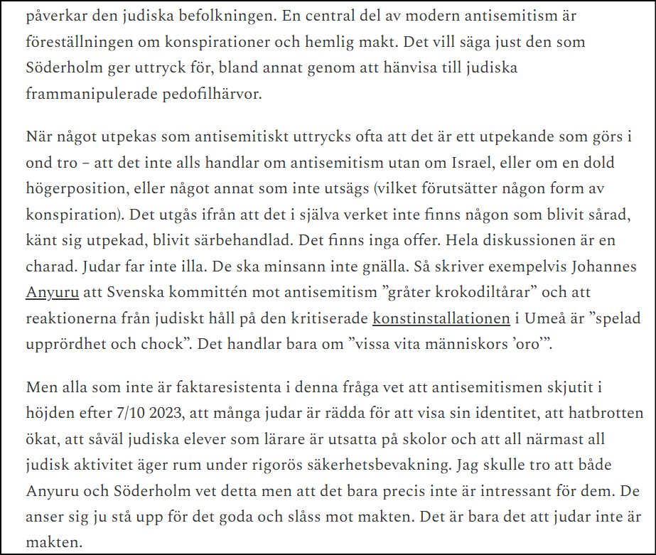 Läsvärt av Charlotte Wiberg: "Antisemitism - ett substanslöst spöke ingen lider av?"

Länk: charlottewiberg.substack.com/p/antisemitism…