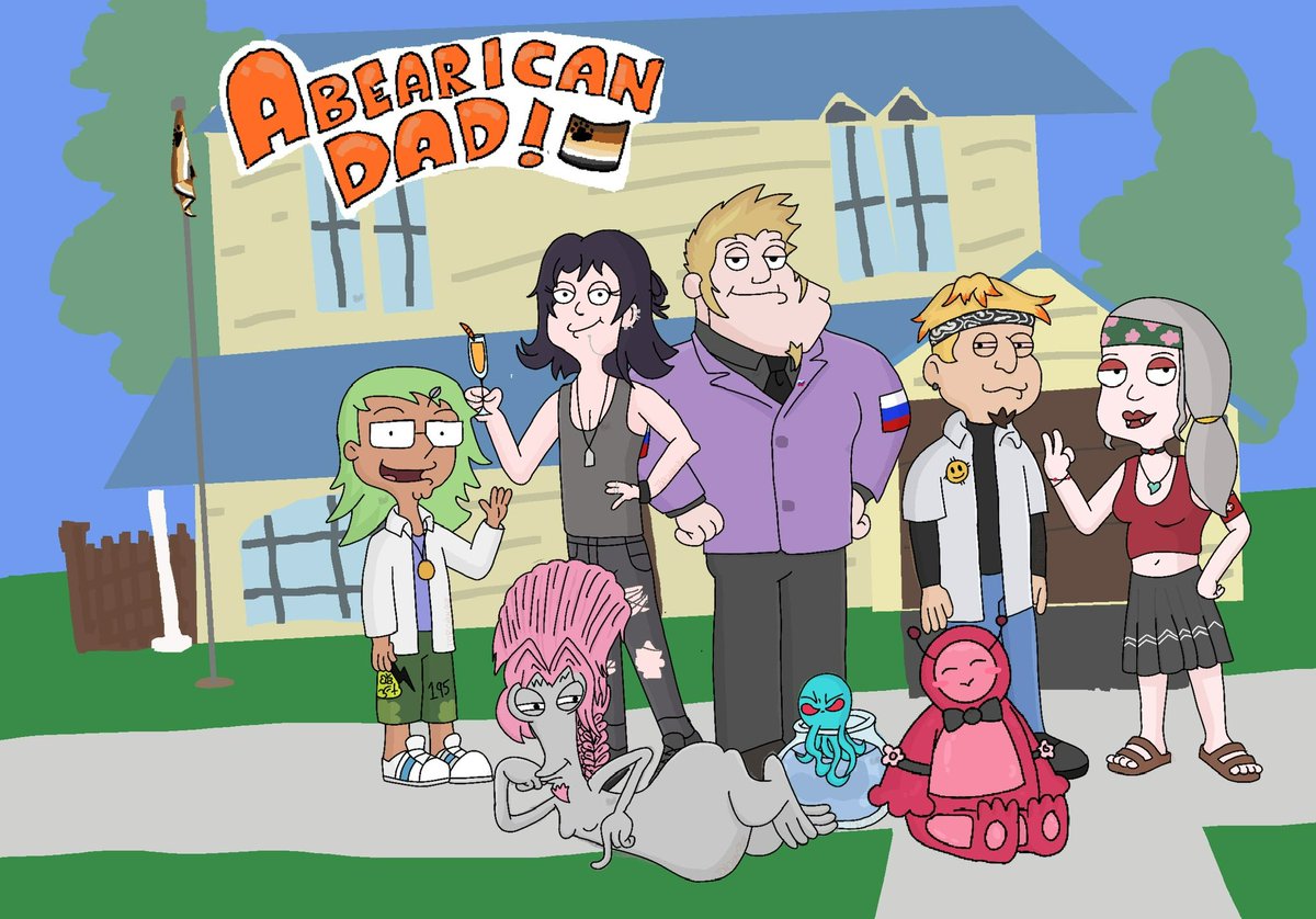 TorchimBear's tweet photo. American Dad themed Mass Attack for friends #ArtFight #AF2025 #TorchArt https://t.co/0W4qiSBzJE