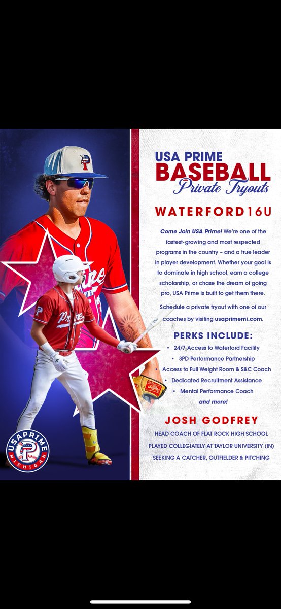 Josh Godfrey (@coachjgodfrey23) on Twitter photo If youāre looking for a 16u team coached by non-parent coaches and focuses on development in the off season, this could be the squad for you next summer. Seeking athletes with a competitive motor + pitching experience.
Contact me @ jgodfrey@flatrockschools.org if interested! If youāre looking for a 16u team coached by non-parent coaches and focuses on development in the off season, this could be the squad for you next summer. Seeking athletes with a competitive motor + pitching experience.
Contact me @ jgodfrey@flatrockschools.org if interested!
