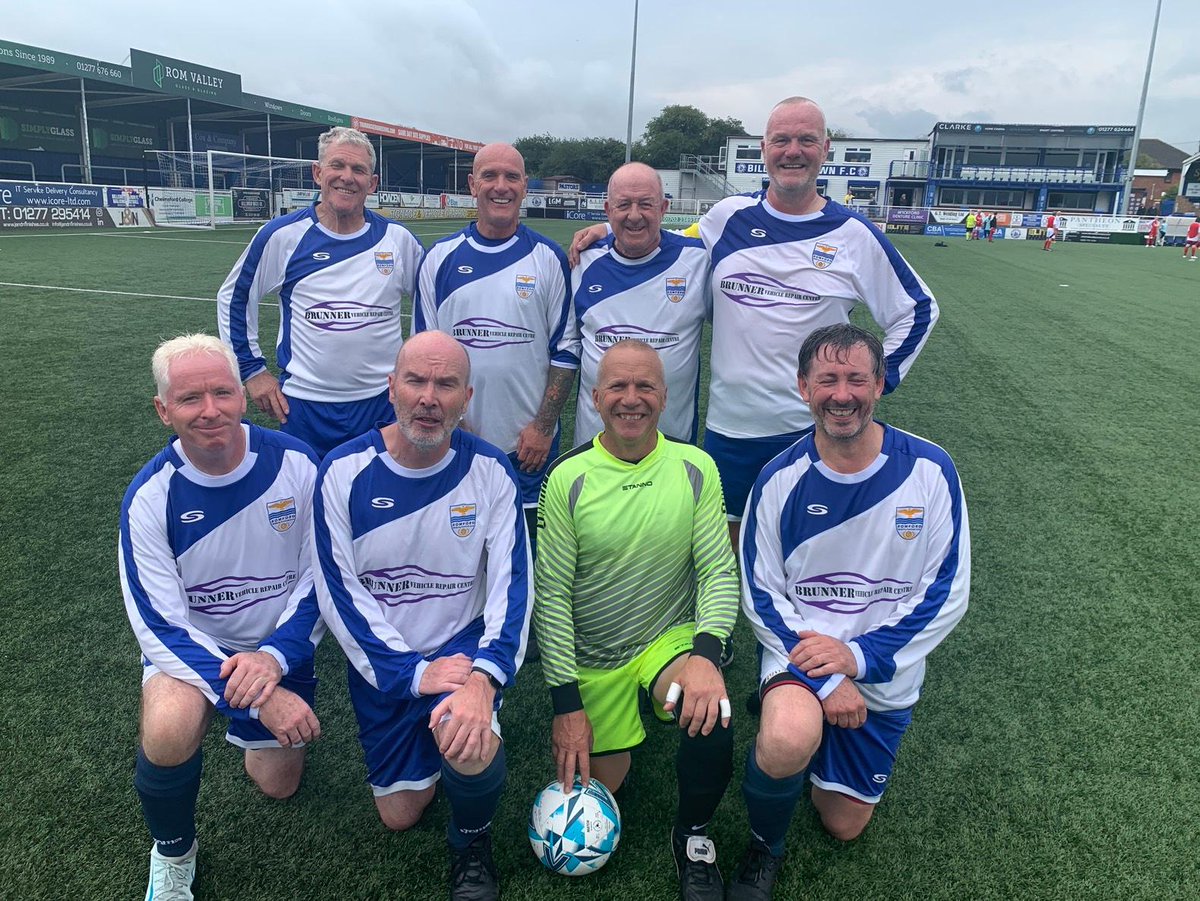 RWFootballClub's tweet image. Romford Saturday Over 60's line up for their cup games.
