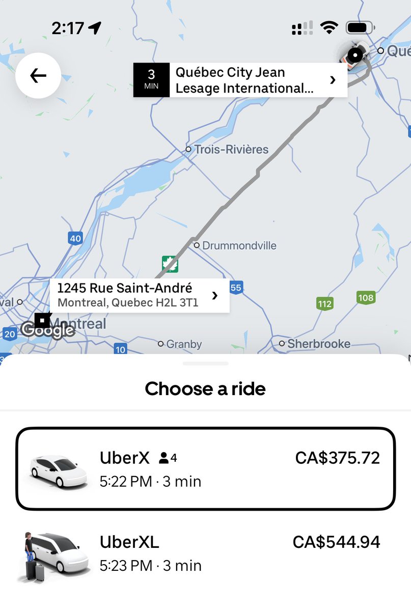 ti_morse's tweet image. I accidentally flew to the wrong Québec
Time for another 161 mile Uber