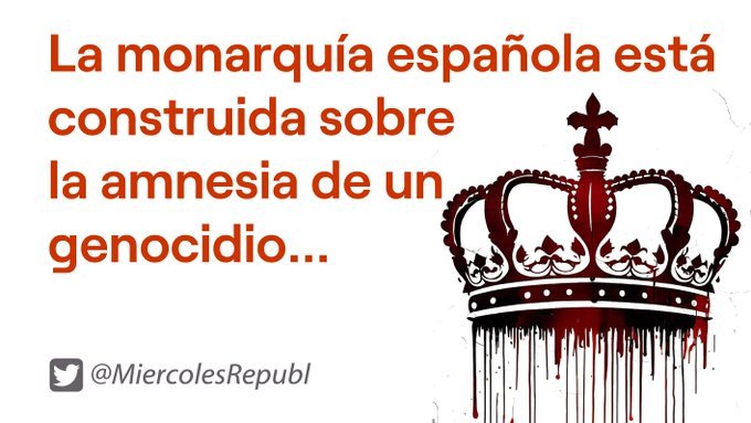 Todavía hay más de cien mil víctimas del dictador abandonadas en fosas, mientras sus herederos,los Borbones, ostentan la Jefatura de Estado porque Franco quiso Únete los miércones al HT de
<a href="/MiercolesRepubl/">Miércoles Republicano ❤️💛💜</a>
desde las 19 (18 en Canarias), ¡por la III República!❤️💛💜
#FelizViernes