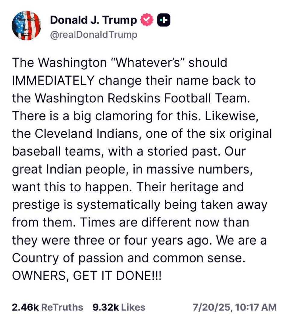 MattGu3's tweet photo. As much as I like the idea of returning to the Redskins, Washington Whatevers has a nice ring to it. @Commanders @NFL #Commanders #Redskins #Whatevers #HTTR #HTTW #NFL https://t.co/hcndNBVWw0