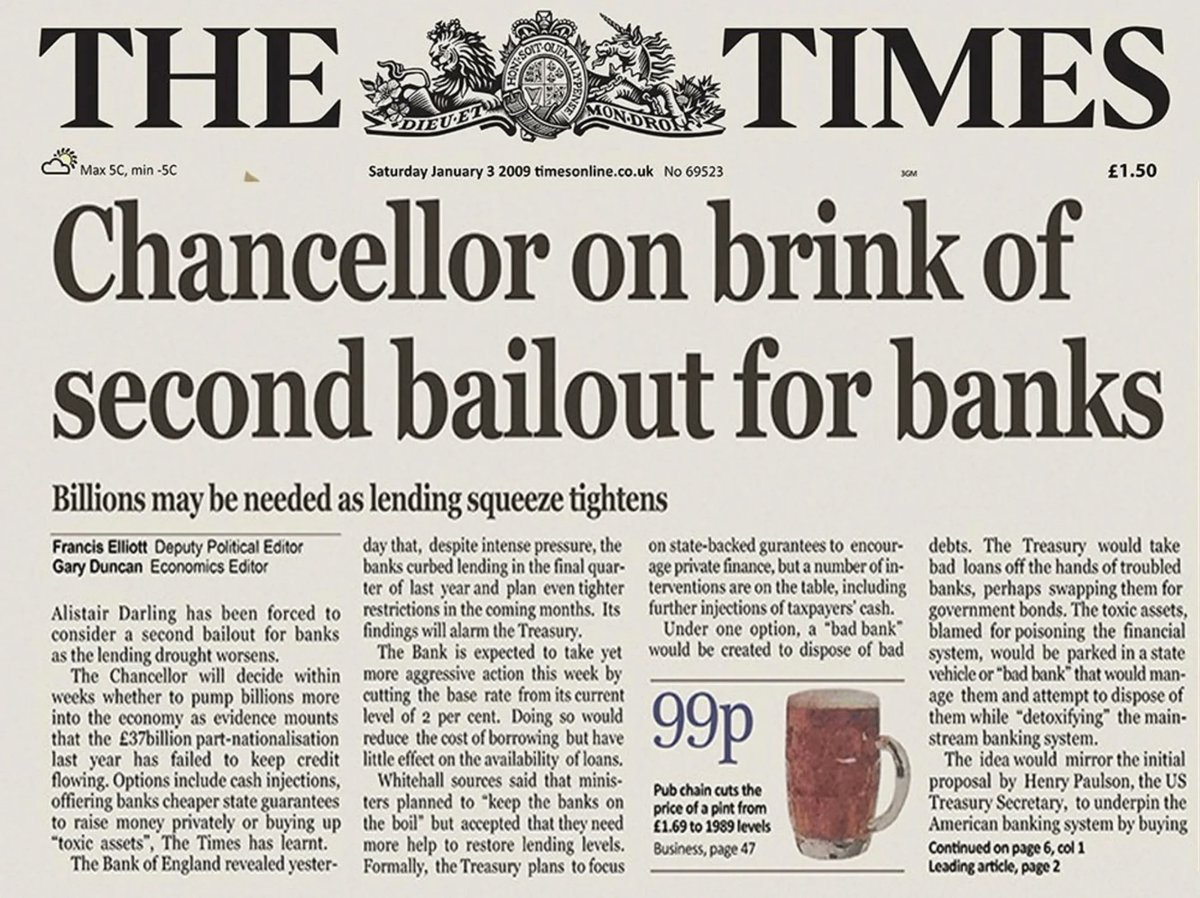 JoeConsorti's tweet image. In 2009, Bitcoin was launched into the world, offering a hedge against money printing & government bailouts.
16 years later, Bitcoin is being sold to bail out the government.
Truth is stranger than fiction.