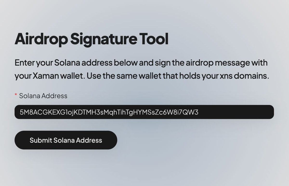 xnsnames's tweet image. The airdrop tool is live.
Submit your Solana address, sign with your XRPL wallet - and you’re good to go.
No one can link your .xrp name to your Solana wallet. It’s fully anonymous.
app.xrpns.com/wallet/airdrop
(Use the same wallet that holds your XNS domains.)
Snapshot not taken…