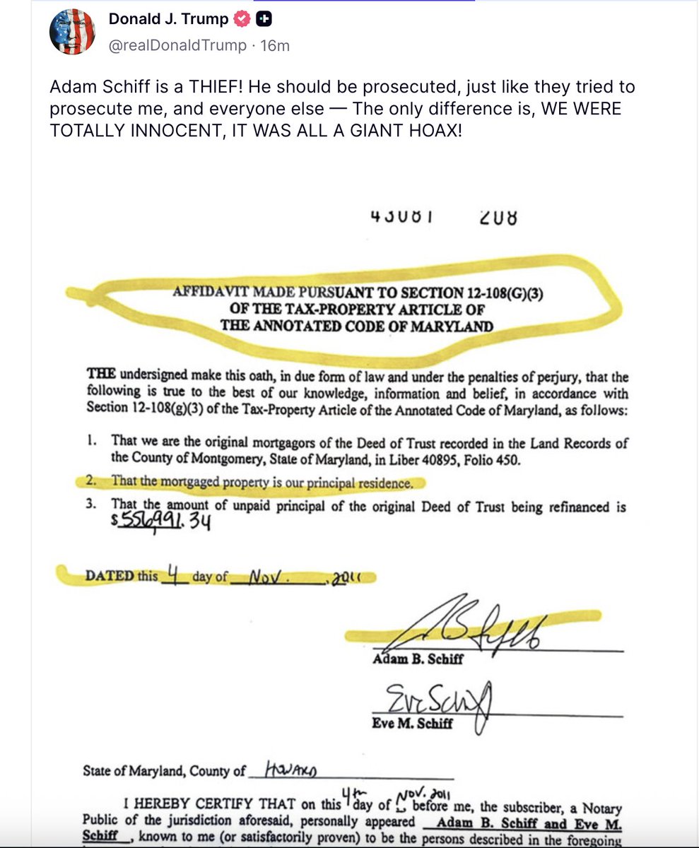 ChuckCallesto's tweet image. NEW: Donald Trump calls for Adam Schiff to be prosecuted! No one is above the law, right? 🔥