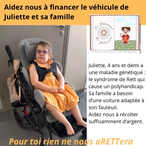 🙏 RT appréciés 🙏

On récolte des dons pour ma petite nièce polyhandicapée. Elle est atteinte du syndrome de Rett, et ses parents ont besoin d'un véhicule adapté à sa mobilité.

Tous les soutiens sont les bienvenus, merci à vous. ♥

Lien du projet en-dessous 👇