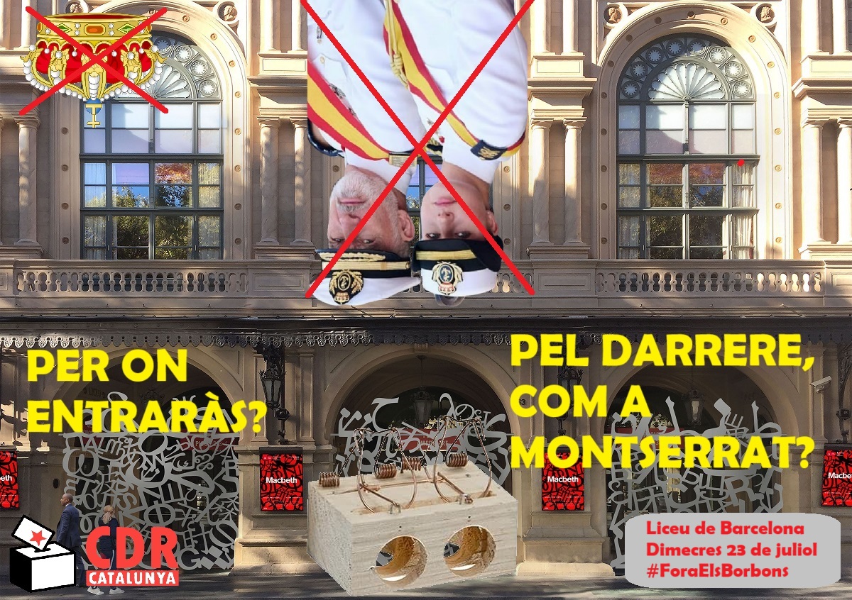 CDR Catalunya #RevoltaPopular 🔥 (@cdrcatoficial) on Twitter photo Els Borbons tenen por d'anar a Girona i han demanat al Liceu de celebrar-hi els premis de la infanta
🔥 Fora el rei espanyol ultrafranquista
🔥 Fora el rei del discurs anticatalà del 3 d'octubre del 2017
🔥 Boicot a l'invasor
<a href="/assemblea/">Assemblea Nacional Catalana</a>, <a href="/CACCGi/">Coord.AntimonarquicaC.Gironines</a>, <a href="/CDRCatOficial/">CDR Catalunya #RevoltaPopular 🔥</a>
🗓️ Aquest dimecres Els Borbons tenen por d'anar a Girona i han demanat al Liceu de celebrar-hi els premis de la infanta
🔥 Fora el rei espanyol ultrafranquista
🔥 Fora el rei del discurs anticatalà del 3 d'octubre del 2017
🔥 Boicot a l'invasor
<a href="/assemblea/">Assemblea Nacional Catalana</a>, <a href="/CACCGi/">Coord.AntimonarquicaC.Gironines</a>, <a href="/CDRCatOficial/">CDR Catalunya #RevoltaPopular 🔥</a>
🗓️ Aquest dimecres