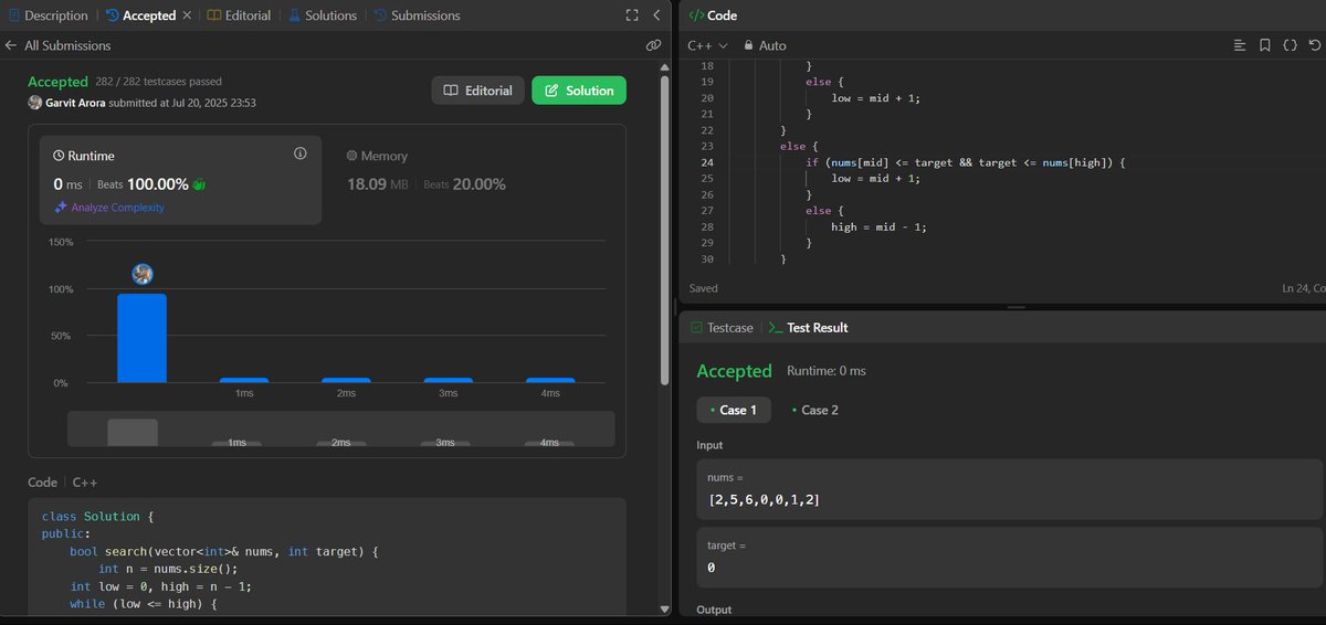 Q - Search in the Rotated Sorted Array 2 

Day - 15/100