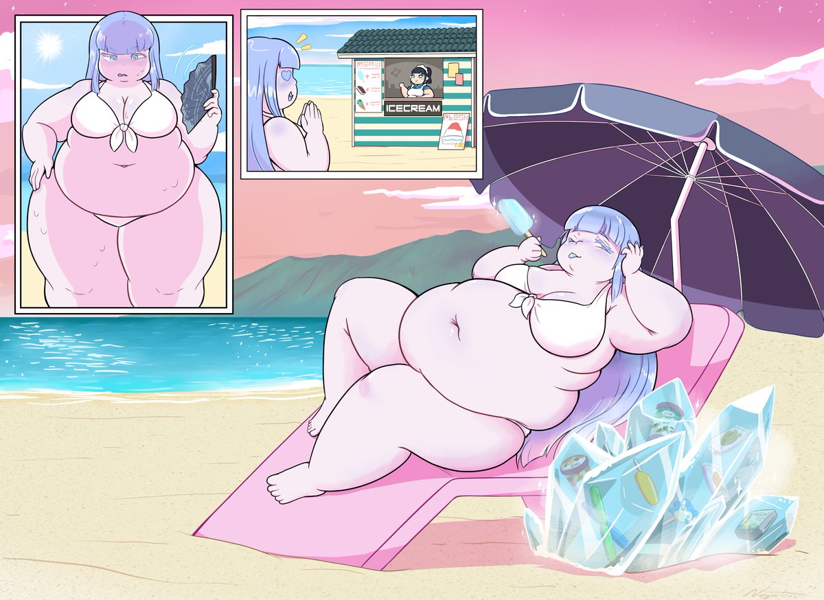 Secret Santa for <a href="/Spiritlander/">Spiritlander ❄️</a>! Kohri the Yukki-Onna, is finding a way to keep cool in such hot weather!