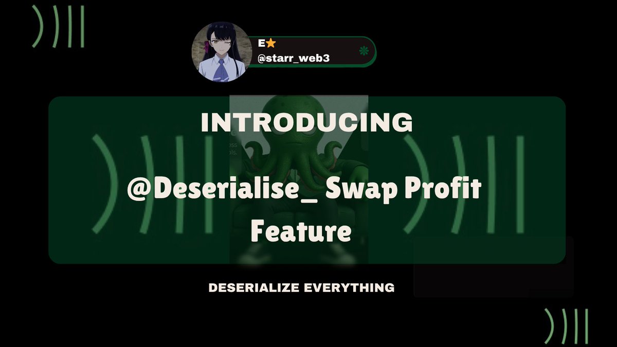 Eโจ๐ซ (@starr_web3) on Twitter photo GM GM, web3 people! โญ๐
I just stumbled on something cool, some lowkey game-changer for DeFi users, especially if you ever swap tokens and feel like โI shouldโve gotten more.โ
Itโs called Swap Profit by <a href="/Deserialize_/">Deserialize</a> , and omg, itโs brilliant. ๐๐พ๐ GM GM, web3 people! โญ๐
I just stumbled on something cool, some lowkey game-changer for DeFi users, especially if you ever swap tokens and feel like โI shouldโve gotten more.โ
Itโs called Swap Profit by <a href="/Deserialize_/">Deserialize</a> , and omg, itโs brilliant. ๐๐พ๐