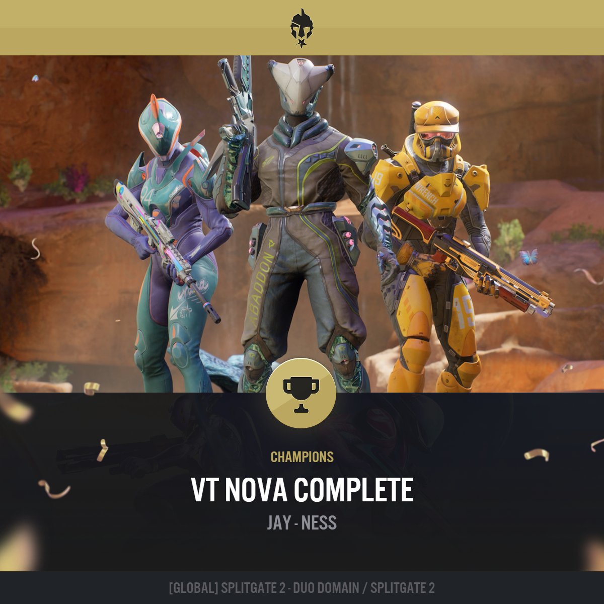 EGL's tweet image. Congratulations to VT Nova Complete for winning today's @Splitgate 2v2 Duo Domain
🏆 @jayql_
🏆 @ness_eilish
We'll see you all next time egl.tv/game/splitgate…