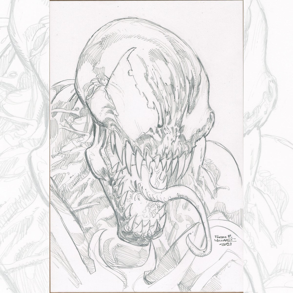 Freddieart's tweet image. Venom Pencil head sketch commission (2021) freddieart.com/product-catego…