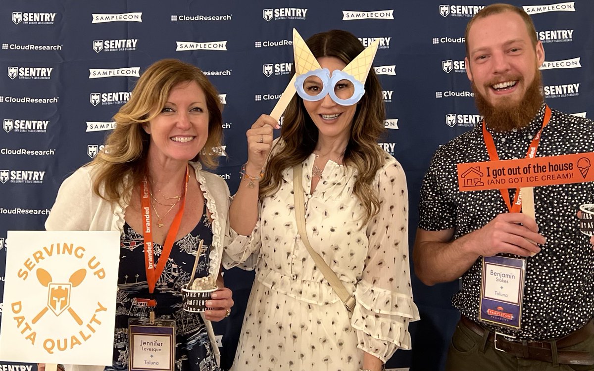 CloudResearch's tweet image. 🍦✨ Happy National Ice Cream Day! Indulge in your favorite flavor today—whether it’s classic chocolate or adventurous bubblegum! Throwback to #Samplecon 2022 where we served up some #dataquality with a side of ice cream 🍧❤️ 

#NationalIceCreamDay