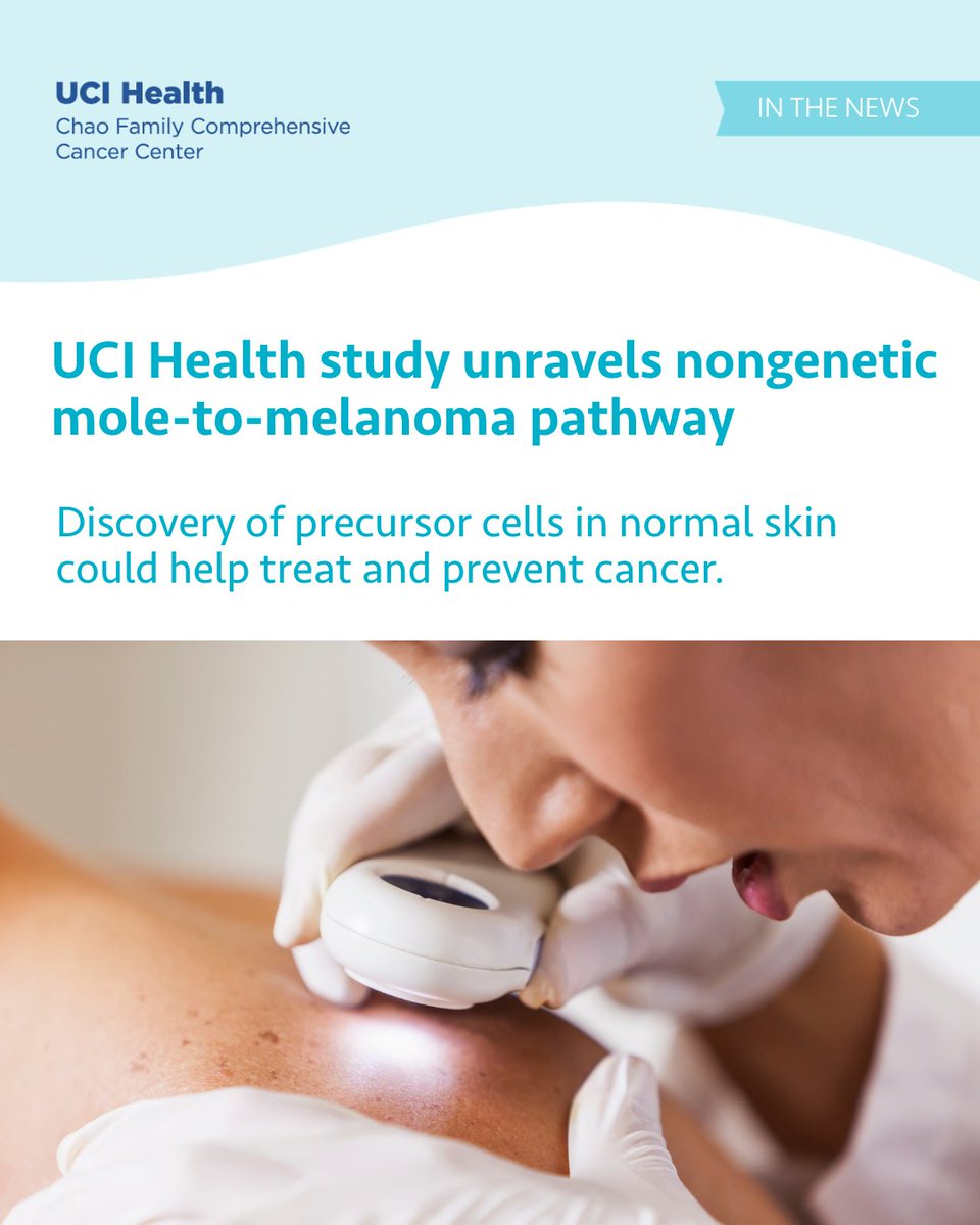 UC Irvine scientists have identified a cell type that can initiate melanoma without other genetic mutations. Published in Nature Communications, this discovery may aid early detection of aggressive skin cancer.

Learn more bit.ly/4kLbVOE

#skincancer #melanoma