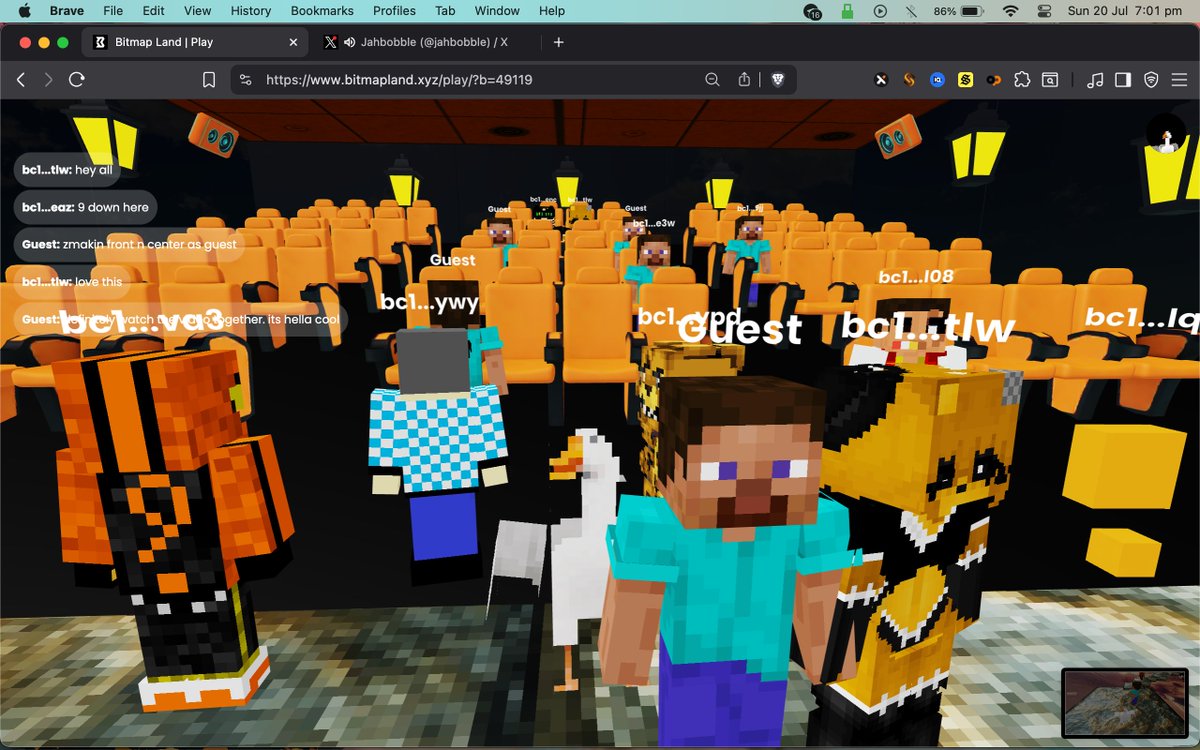 jahbobble's tweet image. 🟧🧡🎶🎦🎶🧡🟧... look at all these bitmappers checking out the premiere of the Genesis block film by @PatoshiWorld and @MusicCryptoSurf live on the mr shiddy x show @missi_scott 🟧🧡🎦🎶🧡🟧 @29898Bitmap @PatoshiPunks